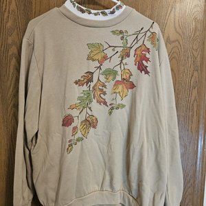 Vintage Blair Leaces Motif Logo Print Crewneck Sweatshirt Brown Size XL